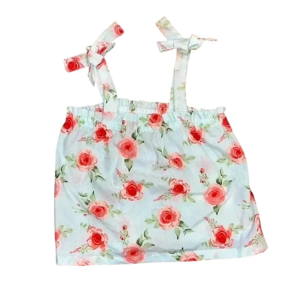NWOT Girl Floral Tank Top, bow, summer, casual, vacation D26